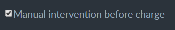 Manual intervention before charge